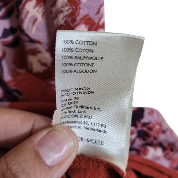 Free People Red & Pink Floral Print Womens Top M Boho Hippie Cottagcore - Picture 6 of 7